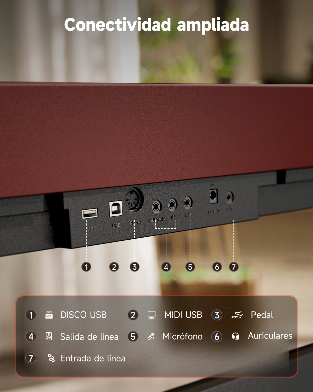 Donner DEP-16S Piano digital de acero pesado-Rojo##