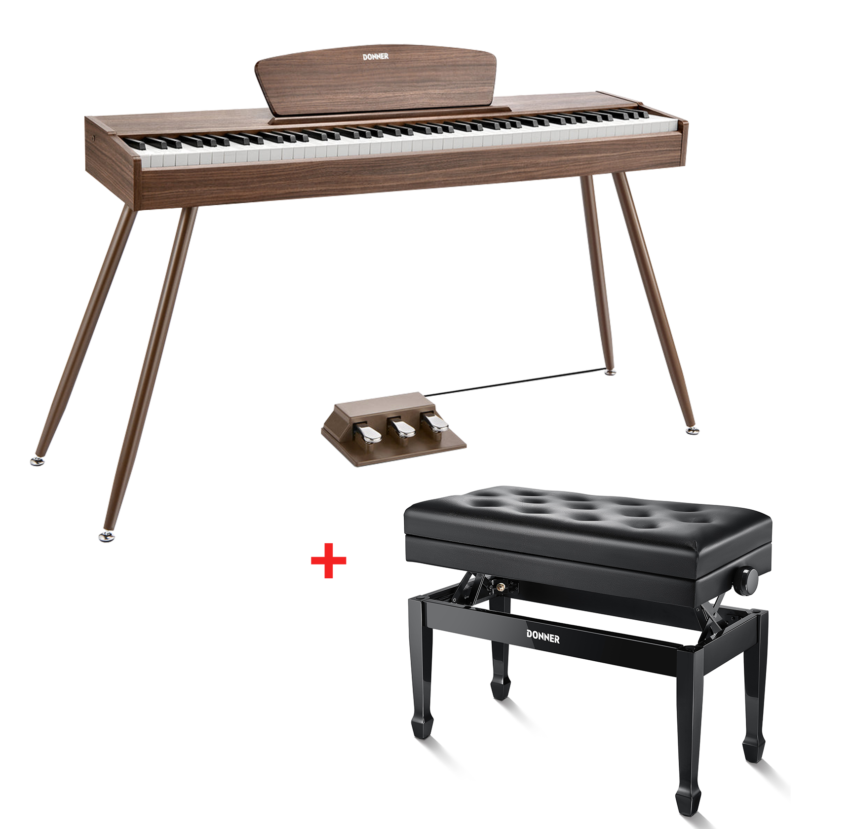 Donner DDP-80 Piano digital de madera con teclado totalmente pesado-Nogal##