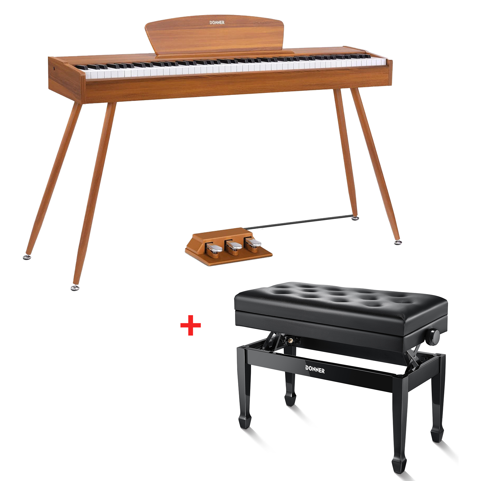 Donner DDP-80 Piano digital de madera con teclado totalmente pesado-Natural##