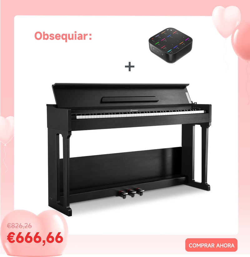 Donner DDP-90 Piano digital vertical de 88 teclas con contrapeso negro y diseño de tapa abatible MP3