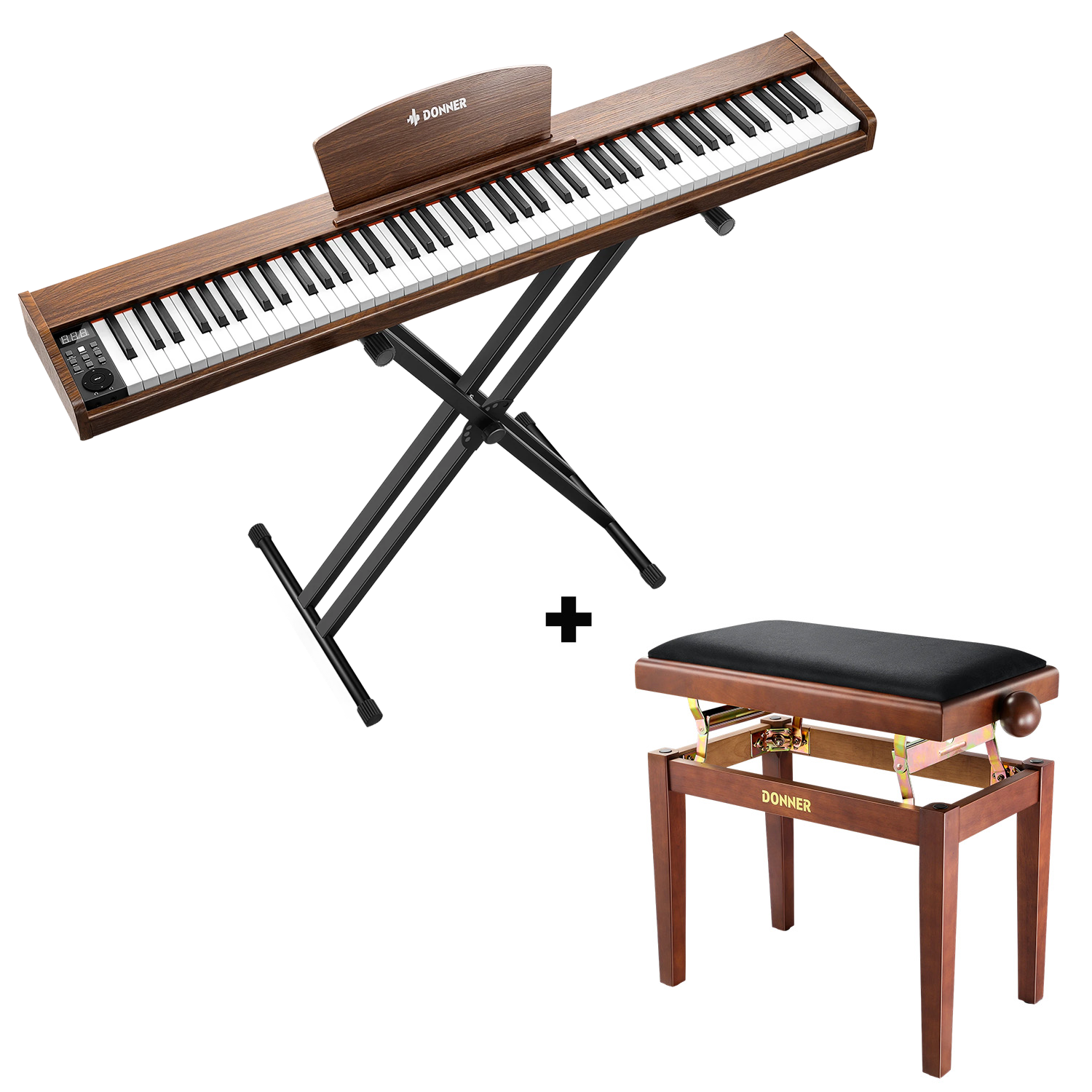 Donner DEP-1S Piano digital con teclado semi-pesado-marrón antiguo##