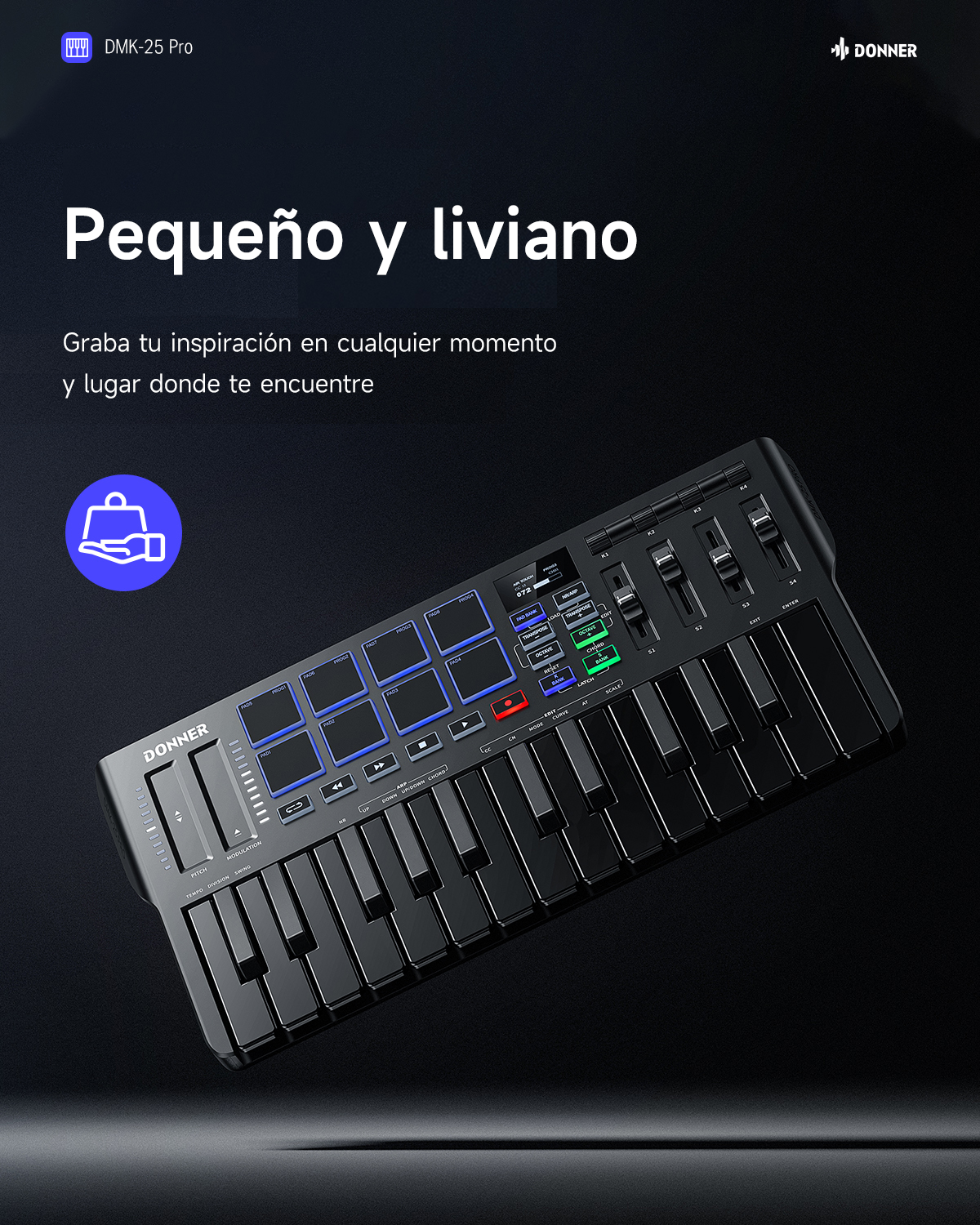 Donner DMK-25 Pro controlador de teclado MIDI