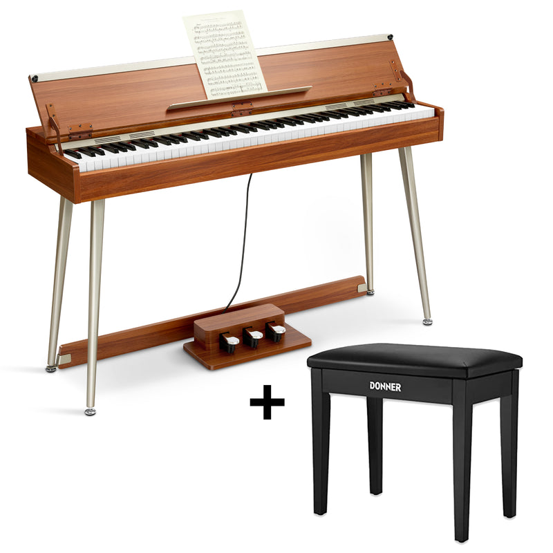 【Pre-venta】Donner DDP-80 PLUS Piano digital vertical contrapesado de madera de 88 teclas con tapa y 3 pedales-【Envío el 15 de febrero】