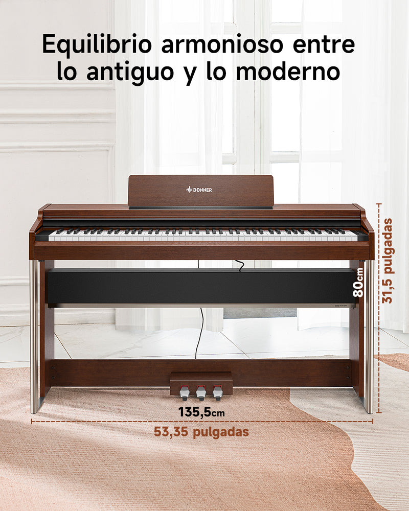 Donner DDP-200 PRO Piano digital vertical con 88 teclas de acción de martillo graduada progresiva