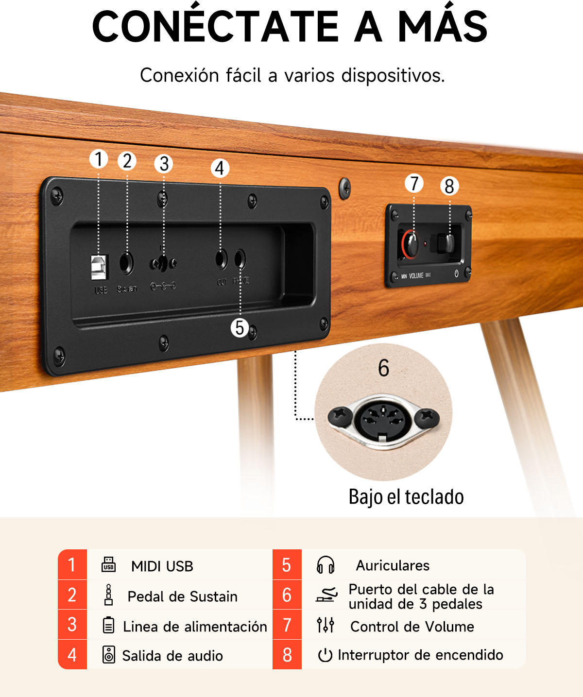Donner DDP-80 Piano digital de madera con teclado totalmente pesado