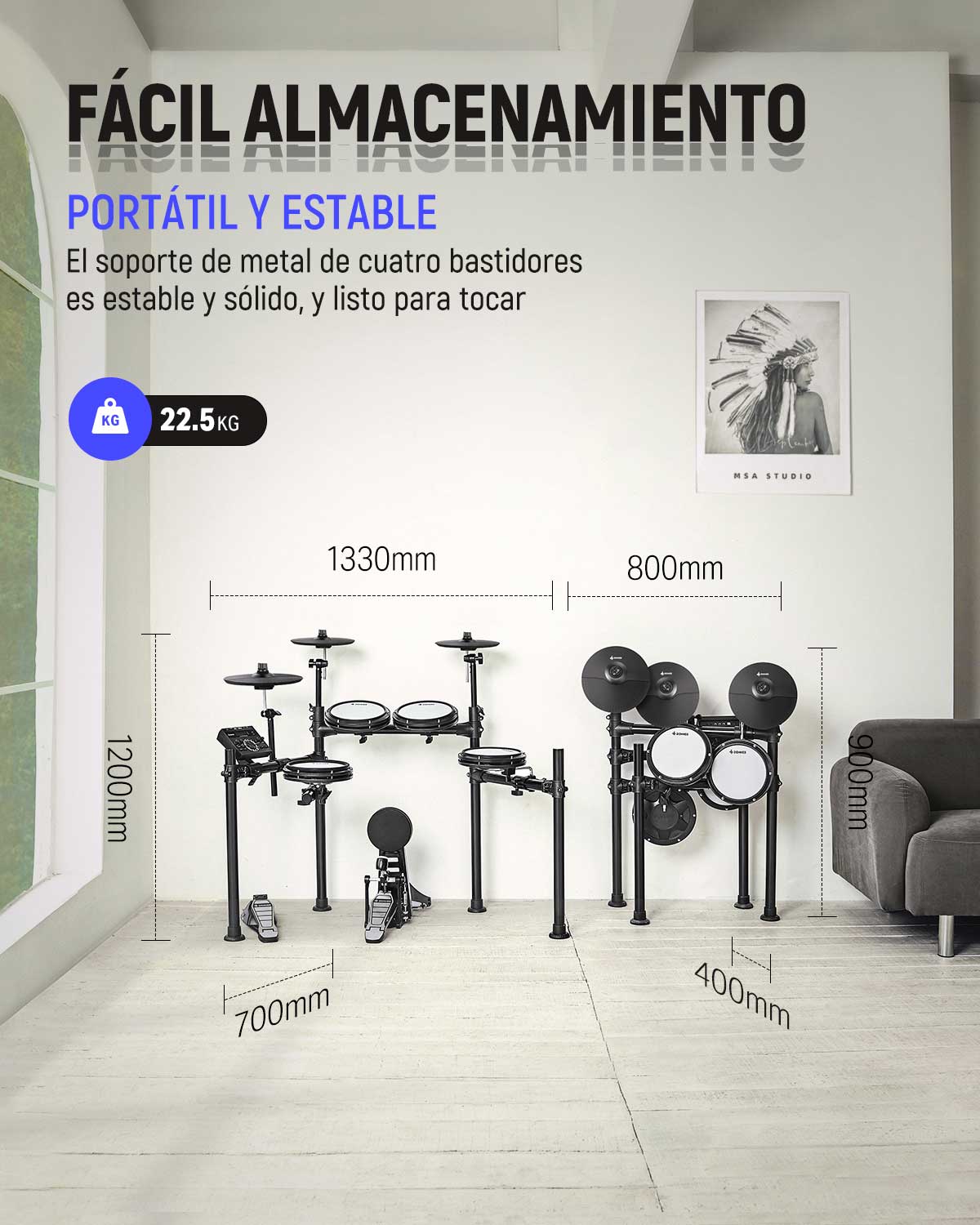 Donner DED-200 kit de batería electrónica con 5 tambores 3 y 4 platillos