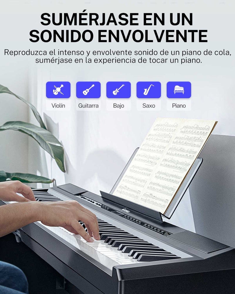 Donner DEP-20 teclado portátil de 88 teclas ponderadas con soporte para mueble