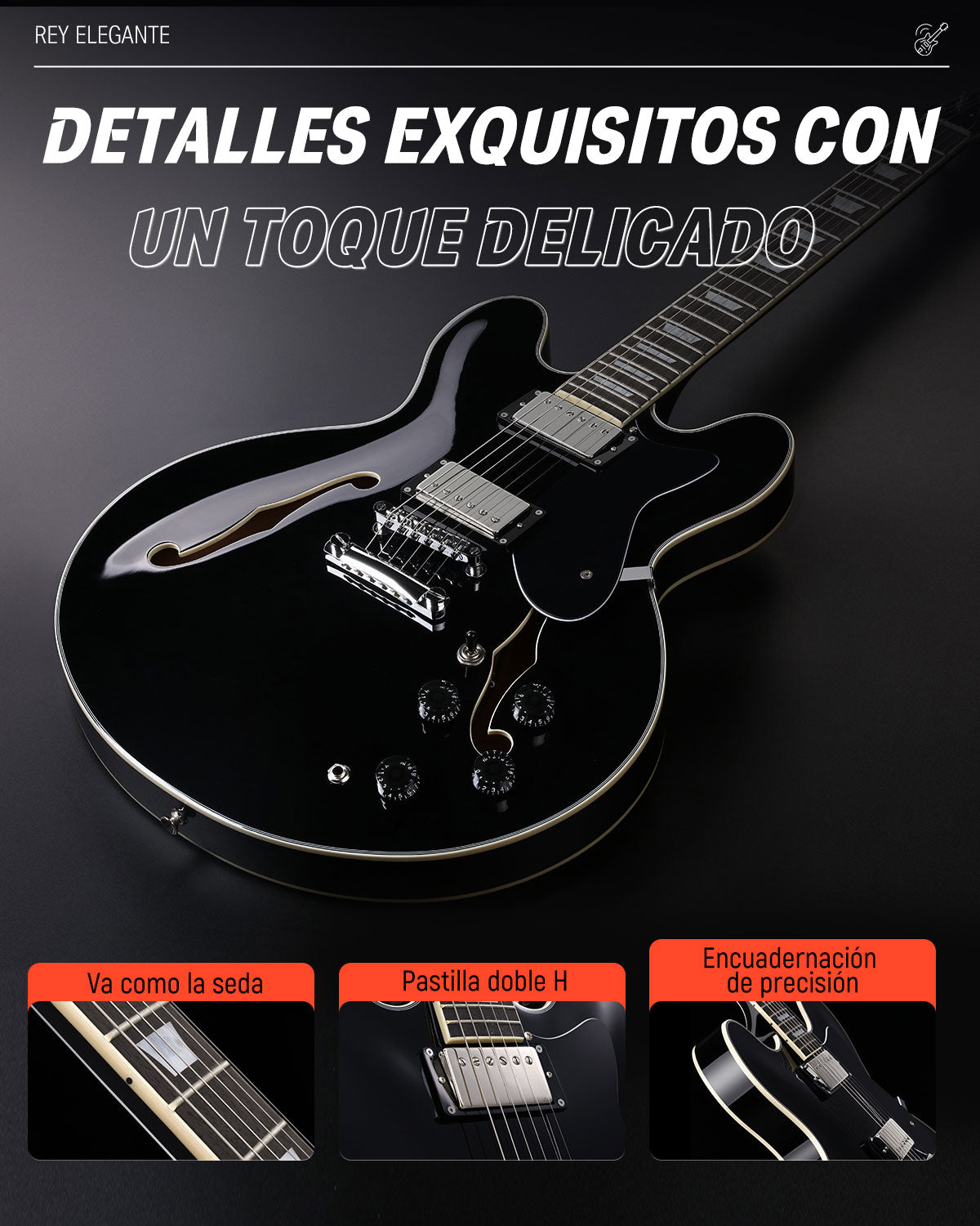 Donner DJP-1000 kit de guitarra eléctrica Jazz-Negro##