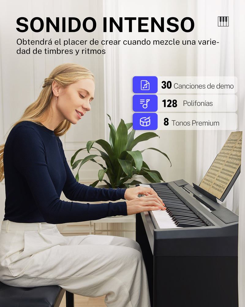 Donner DEP-10 piano digitale portátile semi ponderado con 88 teclas con soporte
