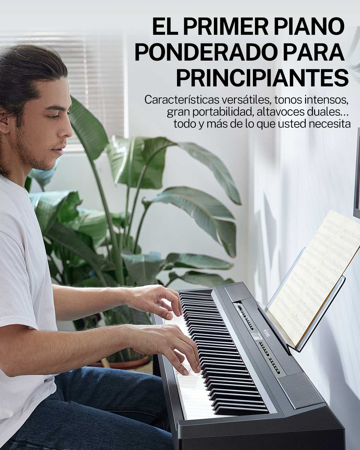 Donner DEP-20 teclado portátil de 88 teclas ponderadas con soporte para mueble