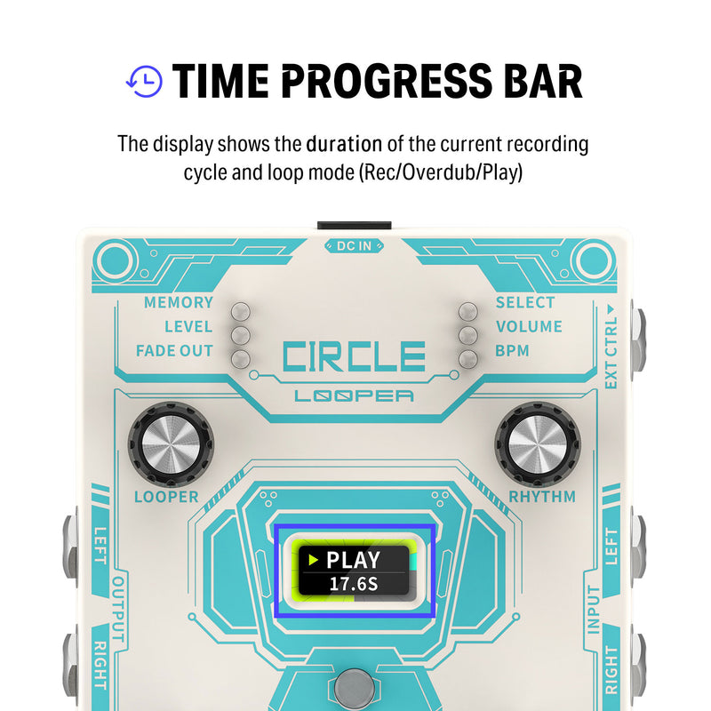 Donner efecto de guitarra circle looper con pantalla de tiempo y caja de ritmos