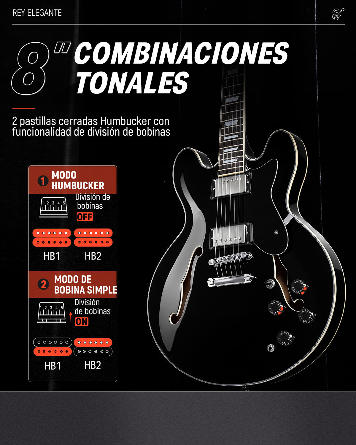 Donner DJP-1000 kit de guitarra eléctrica Jazz-Negro##