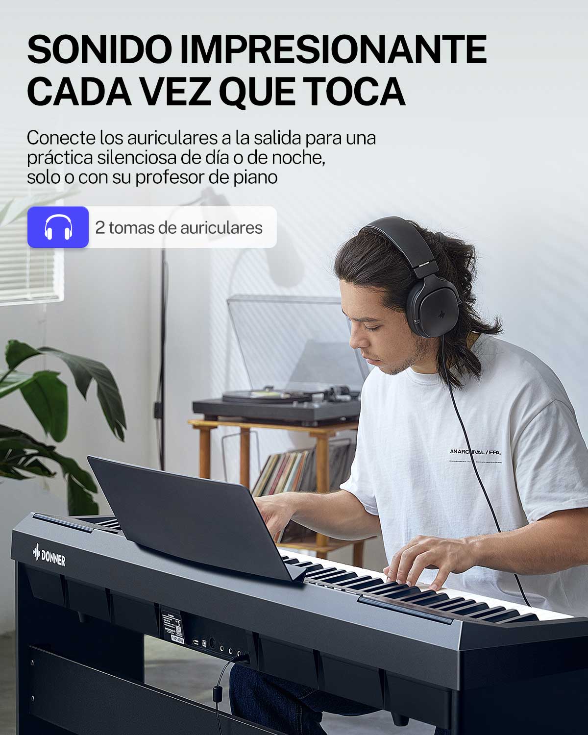 Donner DEP-20 teclado portátil de 88 teclas ponderadas con soporte para mueble
