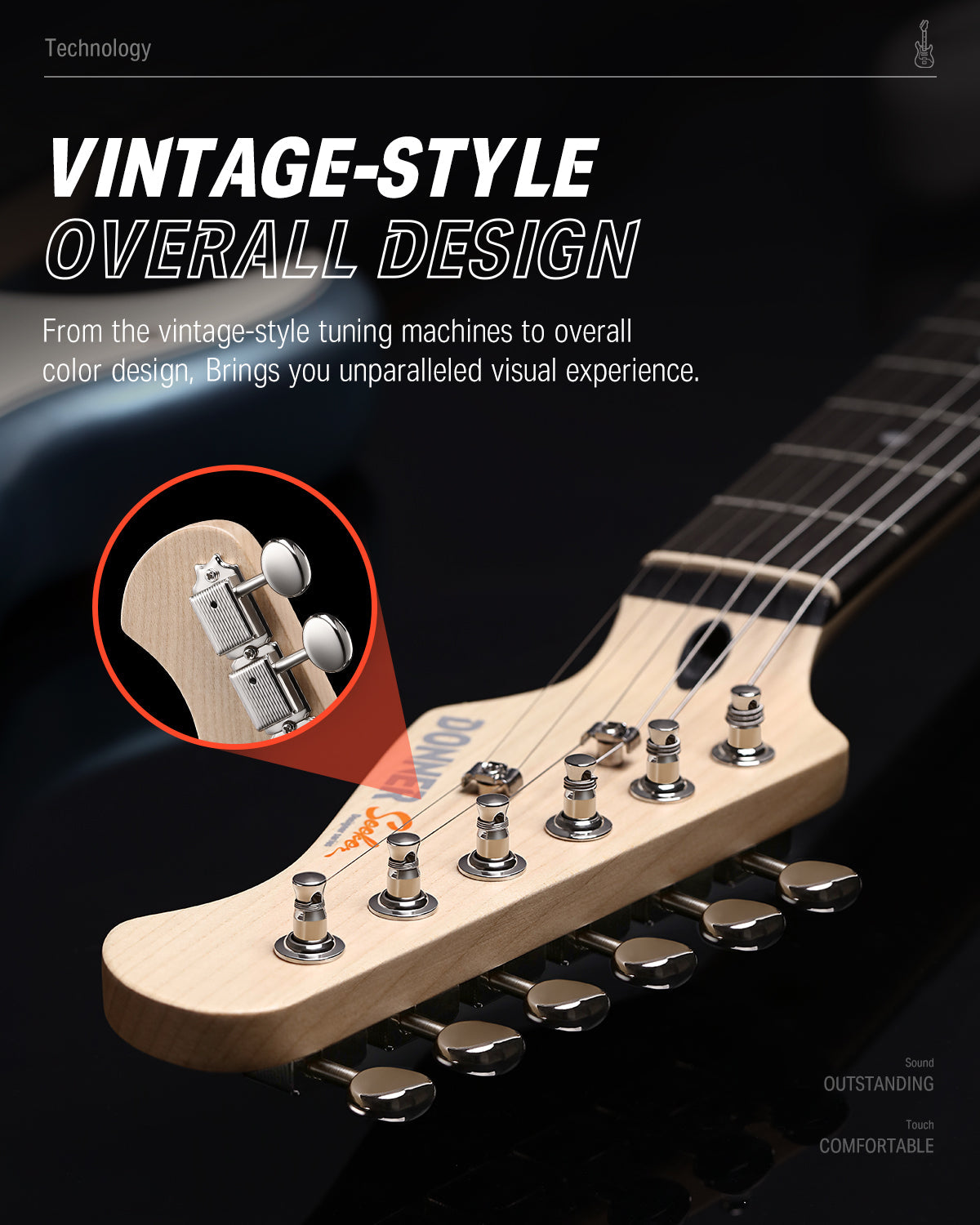 Donner DST-152 guitarra eléctrica de tamaño completo de 39 pulgadas-Azul##