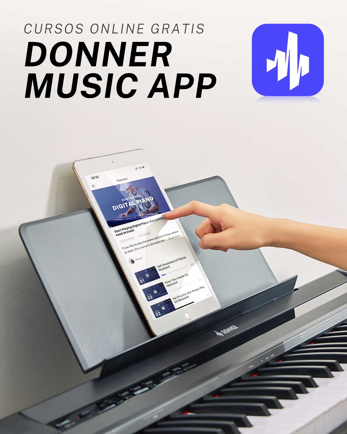 Donner DEP-10 piano digitale portátile semi ponderado con 88 teclas con soporte