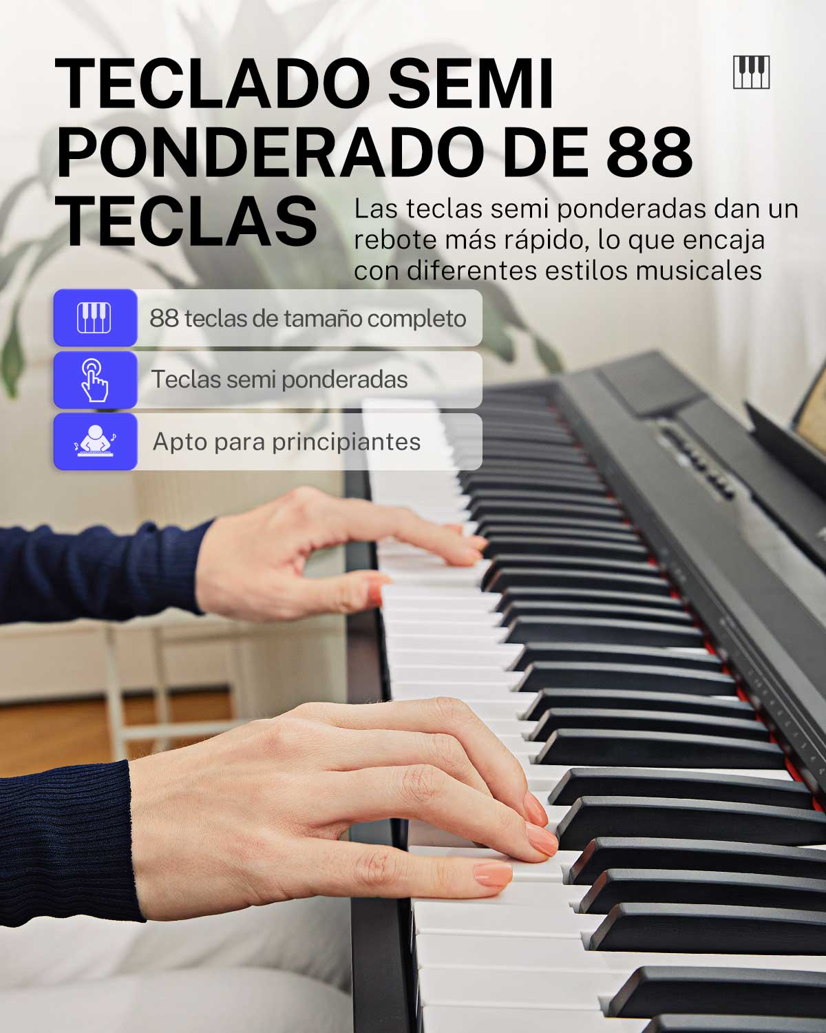 Donner DEP-10 piano digitale portátile semi ponderado con 88 teclas con soporte