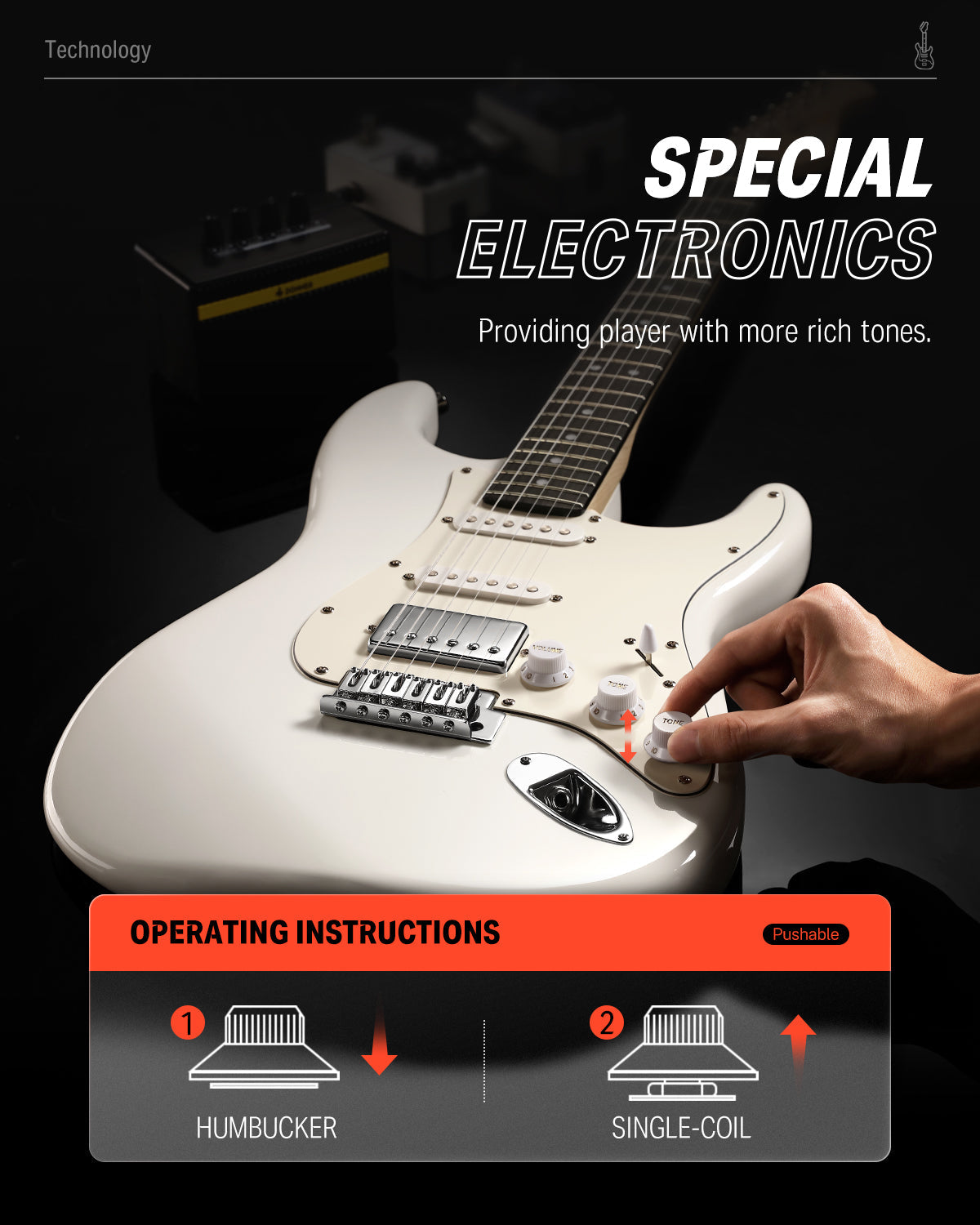 Donner DST-152 guitarra eléctrica de tamaño completo de 39 pulgadas