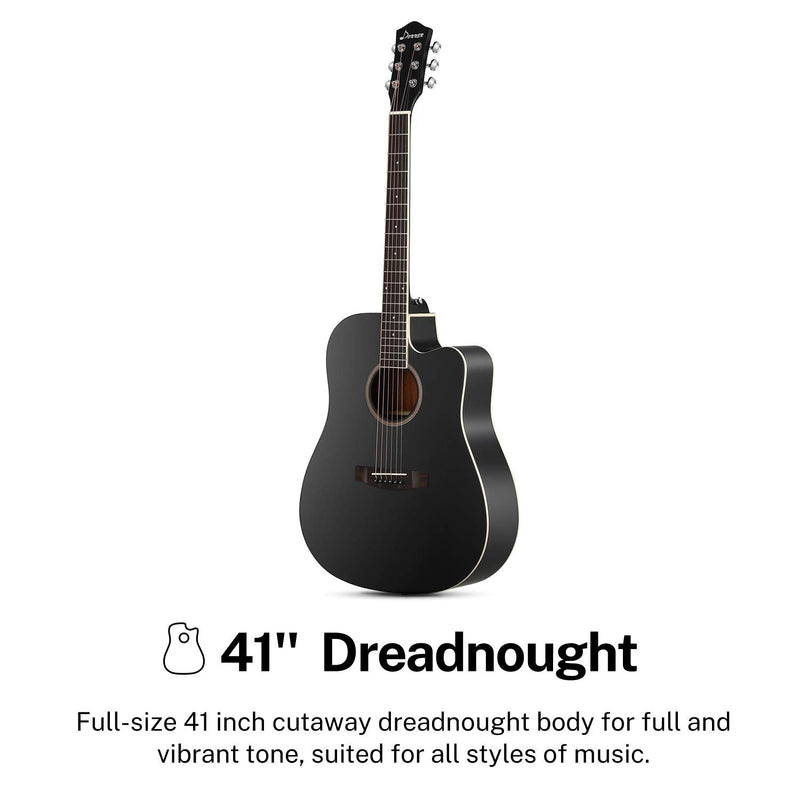 Donner DAG-1CB 41 Inch Black Cutaway Acoustic Guitar Kit Full Size-2