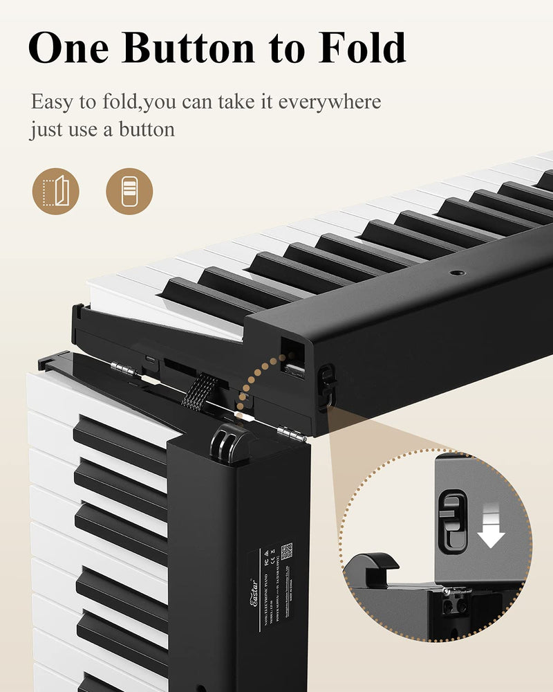 Eastar EP-10 piano eléctrico portátil plegable semipesado de 88 teclas
