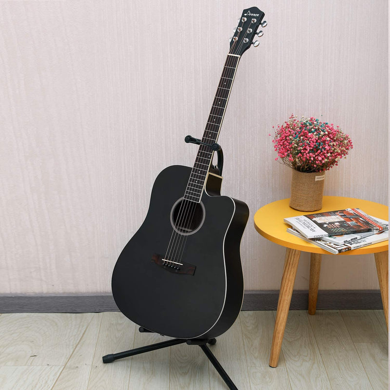 Donner DAG-1CB 41 Inch Black Cutaway Acoustic Guitar Kit Full Size-8