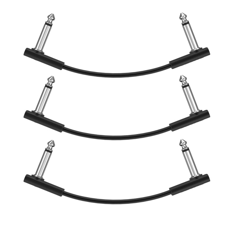 Donner 15cm Guitar Effect Pedal Cable Flat Patch Cable Black 3-Pack - Donner music- UK