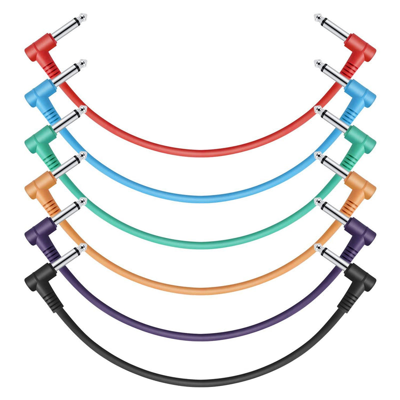 Products Donner 12 Inch Guitar Patch Colored Cable 6-Pack, TS 1/4" Right Angle to TS 1/4" Right Angle - Donner music- UK