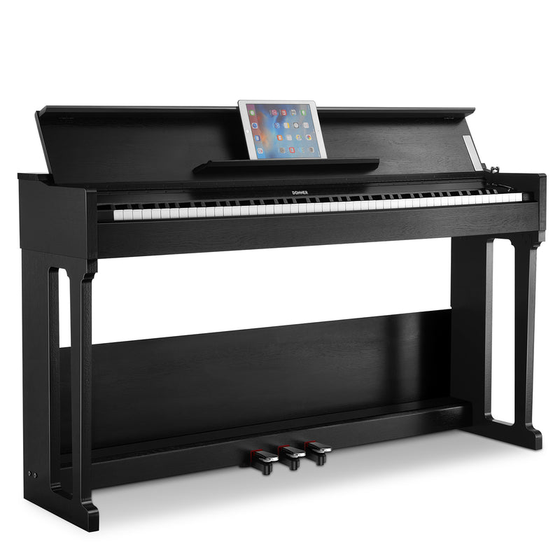 Donner DDP-90 Piano digital vertical de 88 teclas con contrapeso negro y diseño de tapa abatible