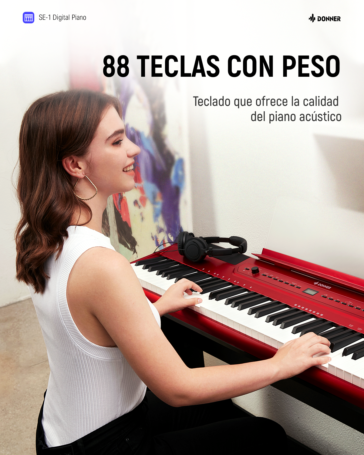 Donner SE-1 piano digital de 88 teclas con teclas ponderadas